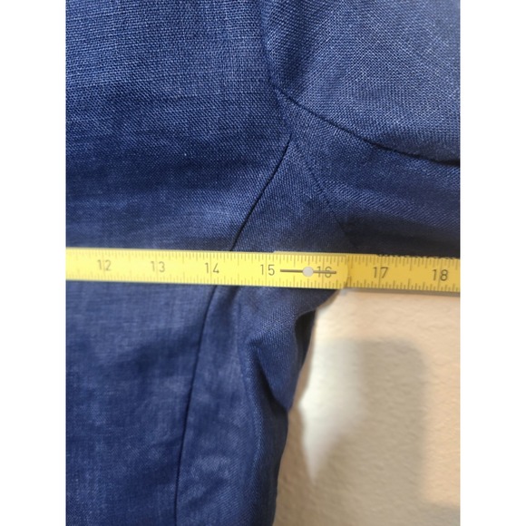 NWT‎ Blue Linen Blazer 1 Button Notch Lapel Coastal Grandma Academia Nautical PS - Picture 11 of 12